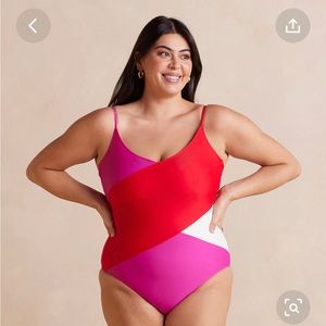 Summersalt The Marina One Piece Swimsuit in Fire, Lava, Sand 12 Long Torso NWT